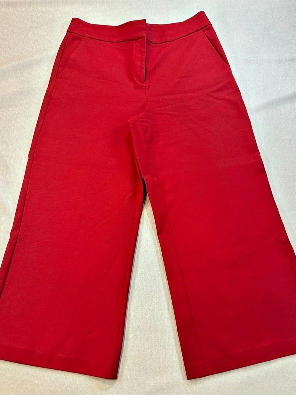 LOFT Red Wide Leg Cropped Pants Women’s Size 10